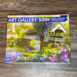 Sure-Lox Art Gallery Picturesque Covered Bridge 500 Piece Jigsaw Puzzle Sealed